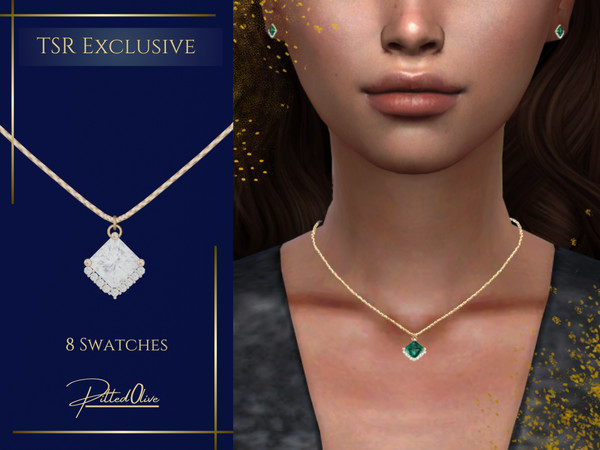 Sims 4 — Daniella Necklace by Pitted0live — Princess cut Diamond pendant on a dainty chain Custom catalog image