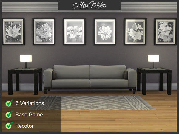 Sims 4 — Black & White Flower Elegance 1 by AloxMike by AloxMike — Add a touch of timeless sophistication to your