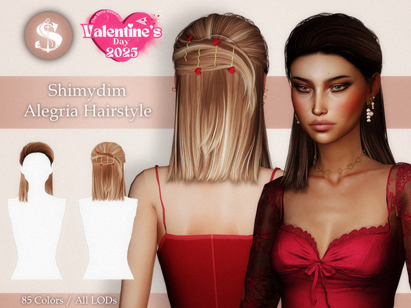 Sims 4 — Alegria Hairstyle by Shimydimsims — Hi! I hope you will like this hair, it's a short sleek hair with tied hair
