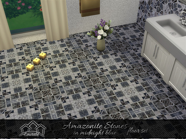 Sims 4 — Amazonite Stones floor1 by Emerald — Natural mosaic stone offer low maintenance,durability and beauty.(floor