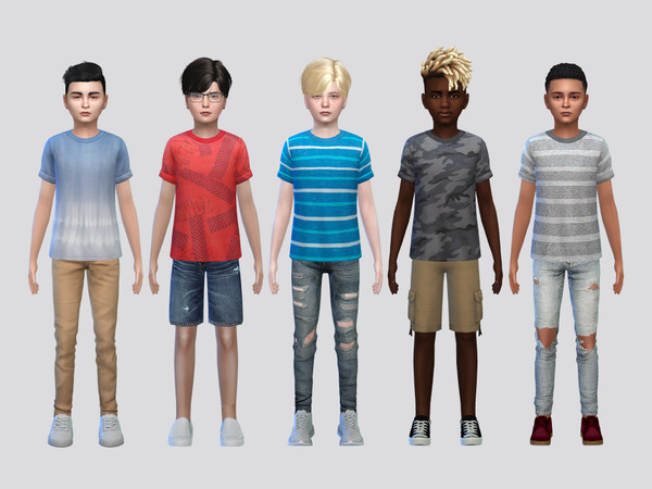 Sims 4 — Rolled Tee Shirts Boys by McLayneSims — TSR EXCLUSIVE