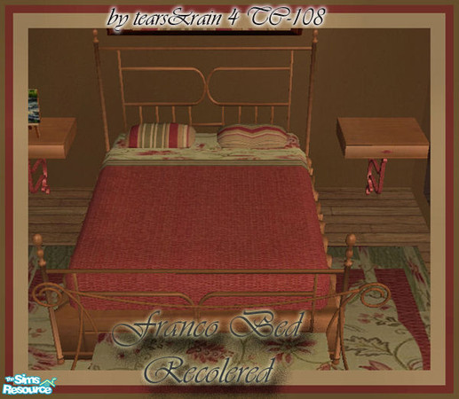 Sims 2 — Franco Bedroom Double Bed by TearsRain — A brina Creation recolored for the TC 108