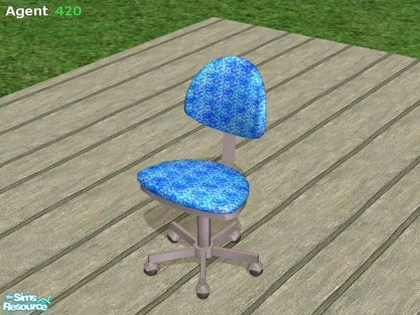 Sims 2 — Watery Blue Comfy Office Chair by Agent420 — This office chair is a nice bright blue like the water at soem