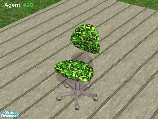 Sims 2 — Leafy Green Bizzare Office Chair by Agent420 — This office chair is a leafy green color. Very hard on the eyes,