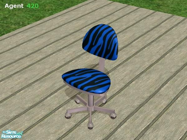 Sims 2 — Blue Zebra Stripe Office Chair by Agent420 — This chair is for guys who know they are cool and can handle the