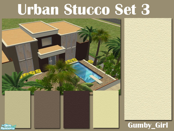 Sims 2 — Urban Stucco Set 3 by Gumby_Girl — A set of 5 stucco walls for your home or office. Colours include beige,