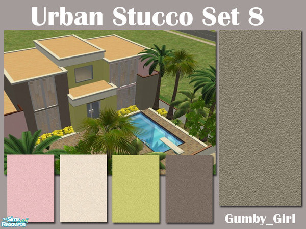 Sims 2 — Urban Stucco Set 8 by Gumby_Girl — A set of 5 stucco walls for your home or office. Colours include pink, off