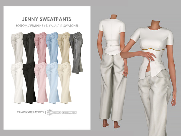 Sims 4 — Jenny Sweatpants by Charlotte_Morris — 11 swatches