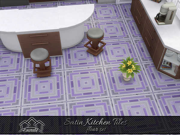 Sims 4 — Satin Kitchen Tiles floor2 by Emerald — Durable ceramic satin tile with a distinctly modern vibe.