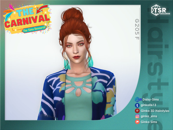 Sims 4 — The Carnival - Updo Hair - Ginko 205 by Daisy-Sims — 21 base colors + 9 ombre colors