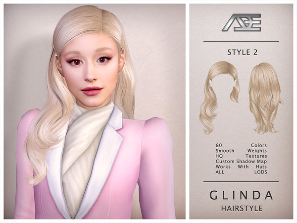Sims 4 — Glinda - Style 2 (Hairstyle) by Ade_Darma — Glinda Hairstyle - Style 2 Ariana Grande Glinda Wicked Movie