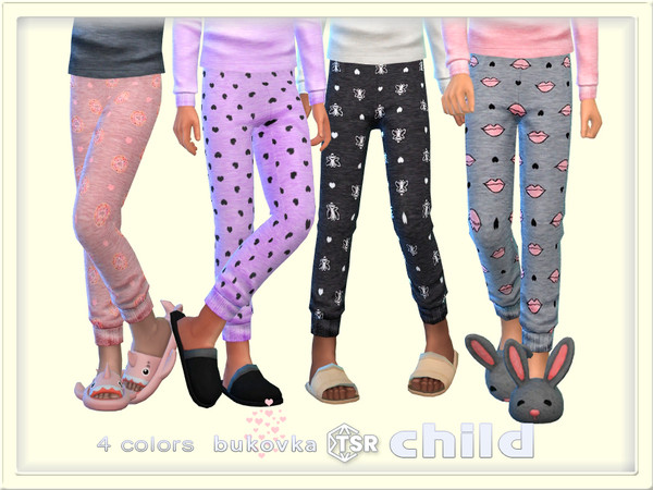 Sims 4 — Pants Pajamas by bukovka — Stylish pants for children only girls in 4 coloring options. All cards have been