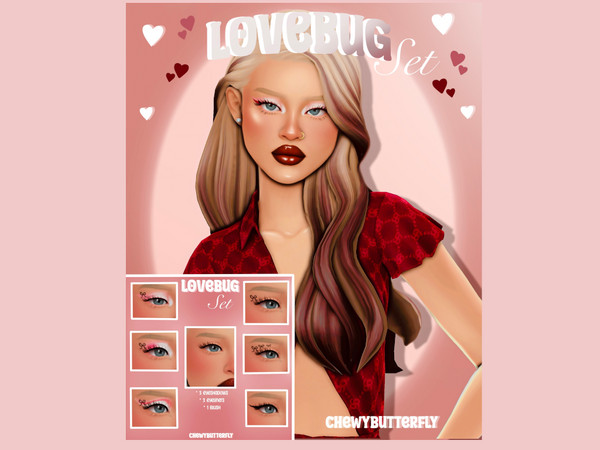 Sims 4 — [CB] Lovebug set - triple bow liner.package by chewybutterfly — 7 BGC items!