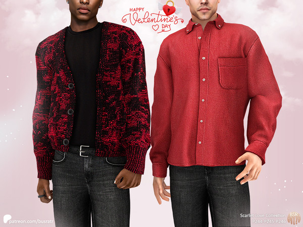 Sims 4 — (Patreon) Men Scarlet Love Collection - Cardigan P244 by busra-tr — 9 colors Adult, Elder, Teen, Young Adult
