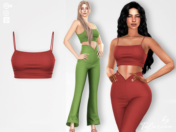 Sims 4 — Katalina Top by talarian — Stylish cropped cami top with thin spaghetti straps Part of a set (see