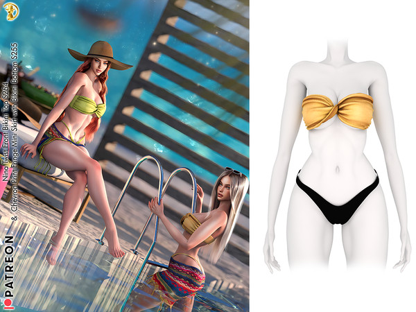 Sims 4 — PATREON - Nina Twist Front Bikini Top S254 by Daph's — 4 Swatches