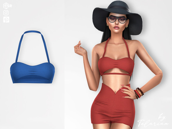 Sims 4 — Miley Top by talarian — Halter crop top with a underbust cutout Part of a set (see "recommended" fold)