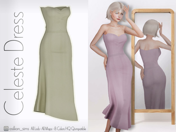Sims 4 — Celeste Dress - ACN 571 by Asilkan — - 8 Colors