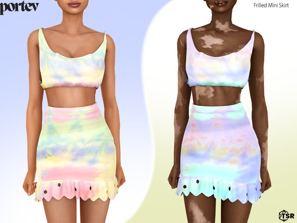 Sims 4 — Frilled Mini Skirt by portev — new Mesh 6 colors