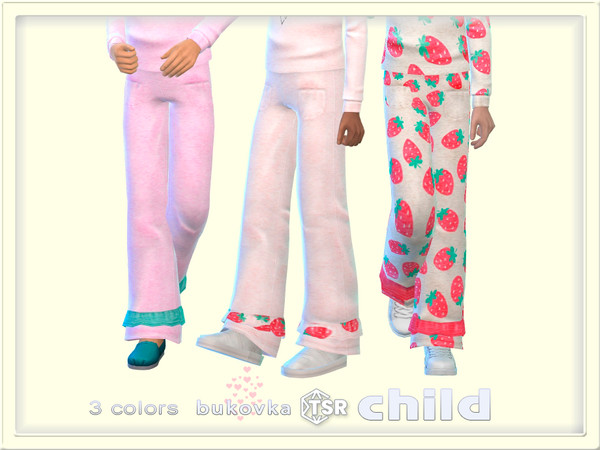 Sims 4 — Strawberry Pants by bukovka — Cute pants for children only for girls in 3 color options. Installed separately,