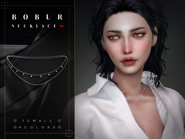 Sims 4 — Double Necklace by Bobur2 — Double chain necklace for female 4 colors I hope you like it