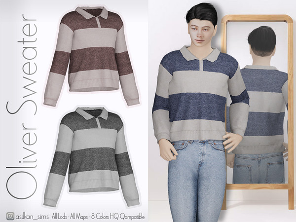 Sims 4 — Oliver Sweater - ACN 573 by Asilkan — - 8 Colors