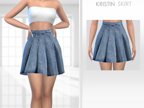 Sims 4 — Kristin Skirt by Puresim — Denim skirt for female sims
