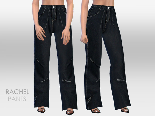 Sims 4 — Rachel Pants by Puresim — Black pants for female sims