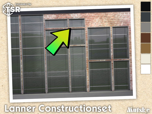 Sims 4 — Lanner Venetian Blinds Privat 1x1 by Mutske — Modern set which contains windows, doors, arches and blinds. Make