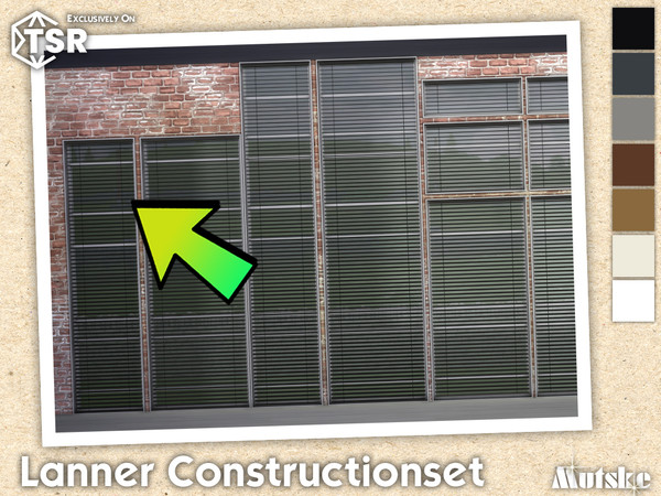 Sims 4 — Lanner Venetian Blinds Tall Middle 1x1 by Mutske — Modern set which contains windows, doors, arches and blinds.