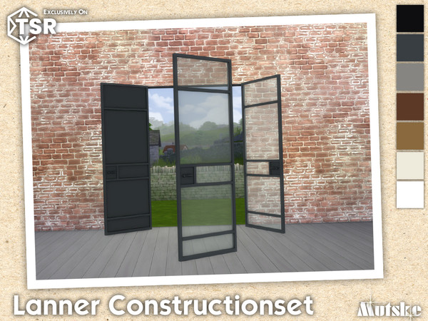 Sims 4 — Lanner Deco Door Glass 1x1 by Mutske — Modern set which contains windows, doors, arches and blinds. Make sure