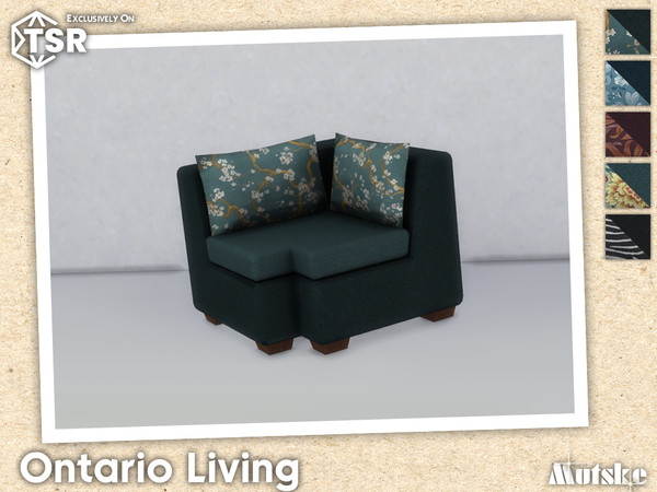 Sims 4 — Ontario Corner Chair by Mutske — Ontario Livingroom set with seating, surface and more, some have slots to put