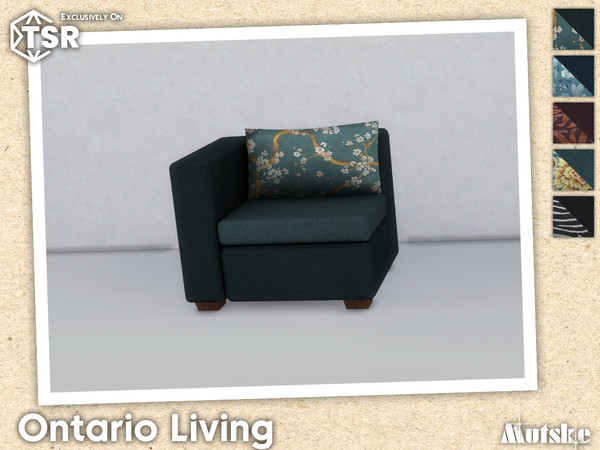 Sims 4 — Ontario Left Chair by Mutske — Ontario Livingroom set with seating, surface and more, some have slots to put
