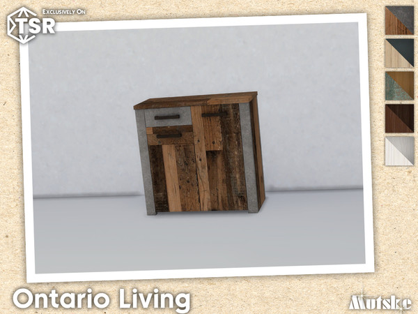 Sims 4 — Ontario Small Cupboard by Mutske — Ontario Livingroom set with seating, surface and more, some have slots to put