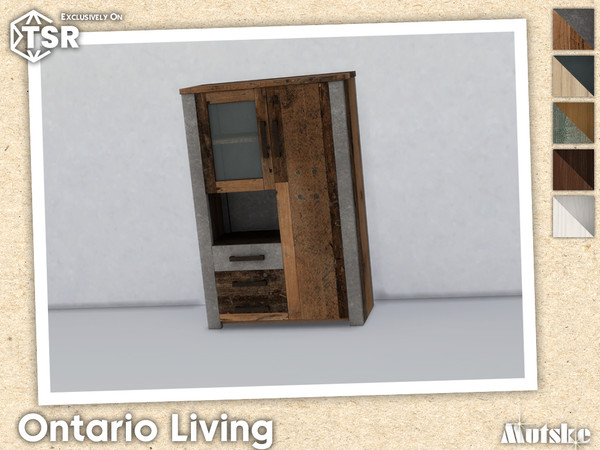 Sims 4 — Ontario Tall Cupboard B by Mutske — Ontario Livingroom set with seating, surface and more, some have slots to
