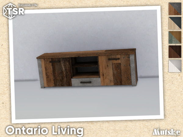 Sims 4 — Ontario TV Stand by Mutske — Ontario Livingroom set with seating, surface and more, some have slots to put