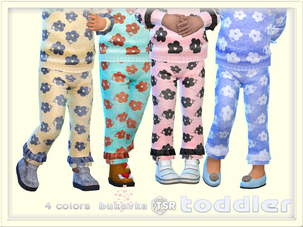 Sims 4 — Pants Flower by bukovka — Cool toddler pants for girls only in 4 color options. All cards have been modified,