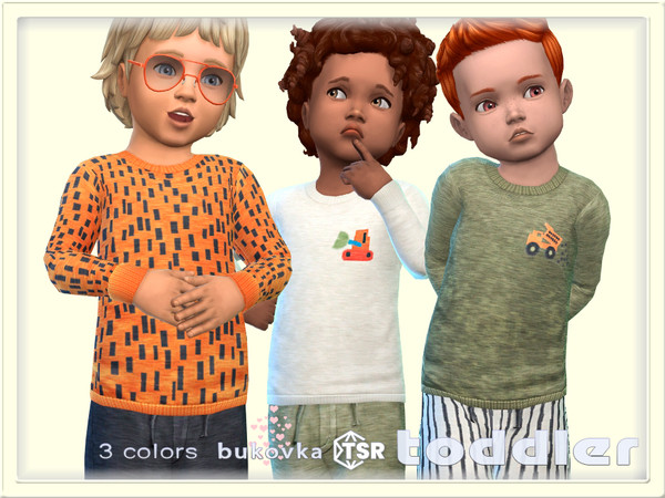 Sims 4 — Shirt Mix by bukovka — Cool toddler sweater for boys only in 3 color options. All cards have been modified,