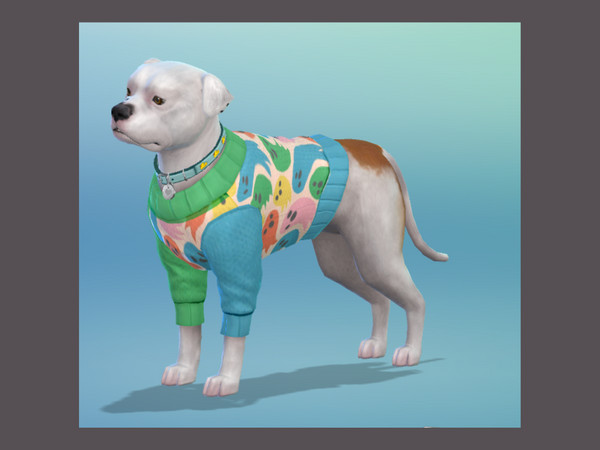 Sims 4 — Large Dog Jumper Ghost.package by Konswella — Jumper for dogs with colourful ghosts on