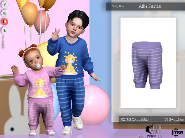 Sims 4 — Albi Pants- Infant by KaTPurpura — Long pants with striped pattern