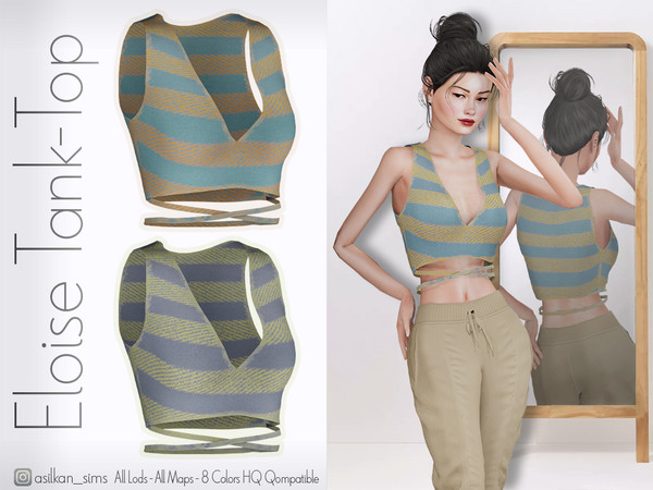 Sims 4 — Eloise Tank Top - ACN 580 by Asilkan — - 8 Colors