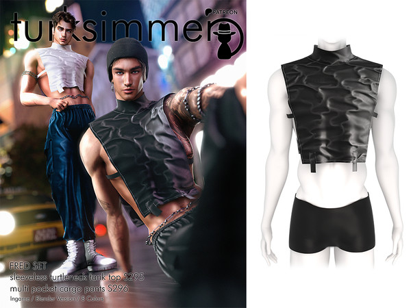 Sims 4 — PATREON - Fred sleeveless turtleneck tank top S295 by Daph's — 8 Swatches