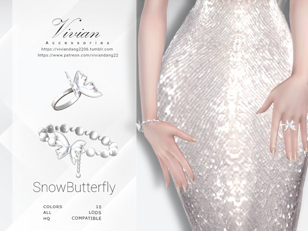 Sims 4 — VivianDang_AF_SnowButterflySet_Ring.package by VivianDang — - Contains 5 items: Necklace, earing, bracelet, ring