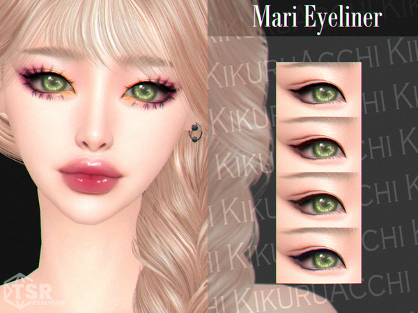 Sims 4 — Mari Eyeliner by Kikuruacchi — - It is suitable for Female and Male. ( Teen to Elder ) - 4 swatches - HQ