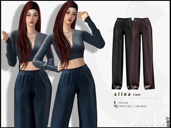 Sims 4 — Alina SET - Pants by _ironik_ — -8 Colors