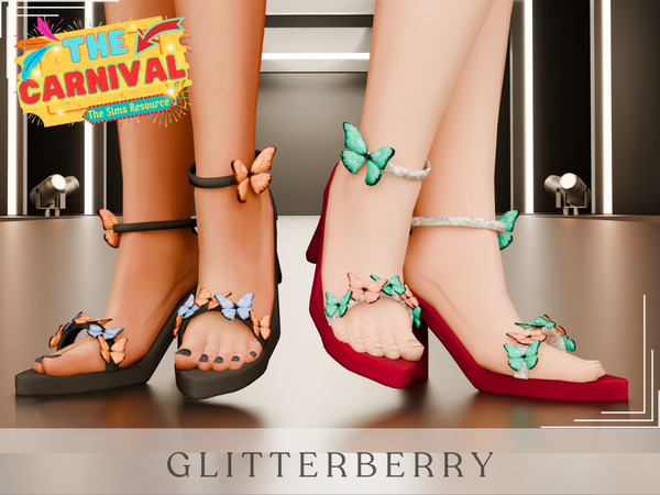 Sims 4 — The Carnival Butterfly Shoes by Glitterberryfly — A butterfly shoe comes in multiple colours