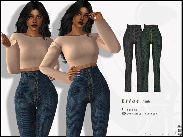 Sims 4 — Lilac SET - Denim Pants by _ironik_ — -5 Colors