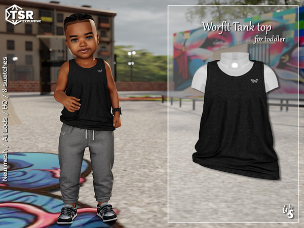 Sims 4 — Worfit Tanktop for toddler by WisteriaSims — - FOR TODDLER - NEW MESH - BOYS - Clothing Top Category