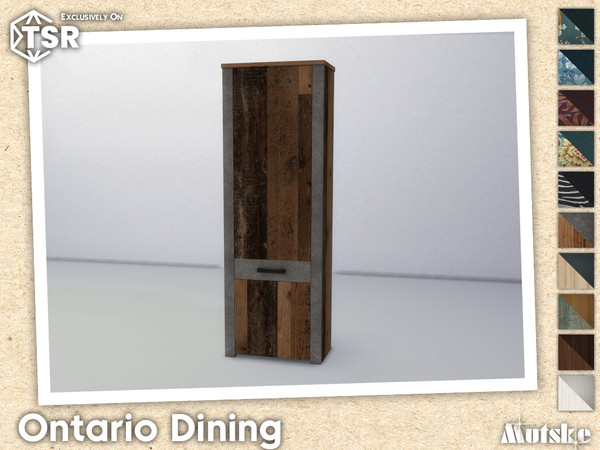 Sims 4 — Ontario Tall Cupboard C by Mutske — Ontario Diningroom set with seating, surface and more, some have slots to