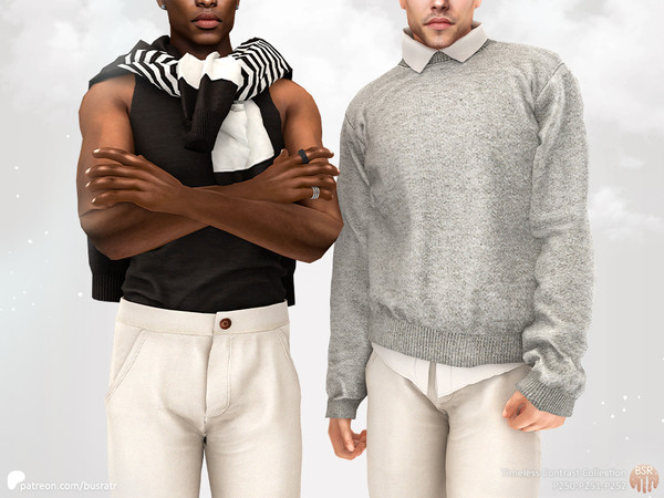 Sims 4 — (Patreon) Timeless Contrast Collection - Sweater+Shirt P250 by busra-tr — 12 colors Adult, Elder, Teen, Young